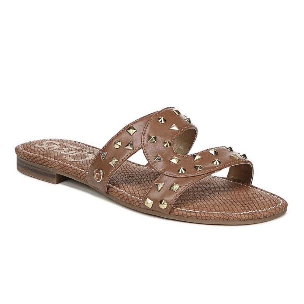 Sam Edelman Studded Faux Leather Sandal Slides - Picture 2 of 9